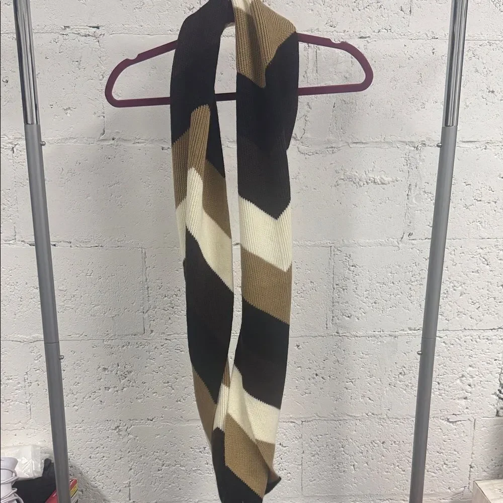 Striped Circe lScarf in Black, Brown, and Cream - BRAND NEW - Michael Kors